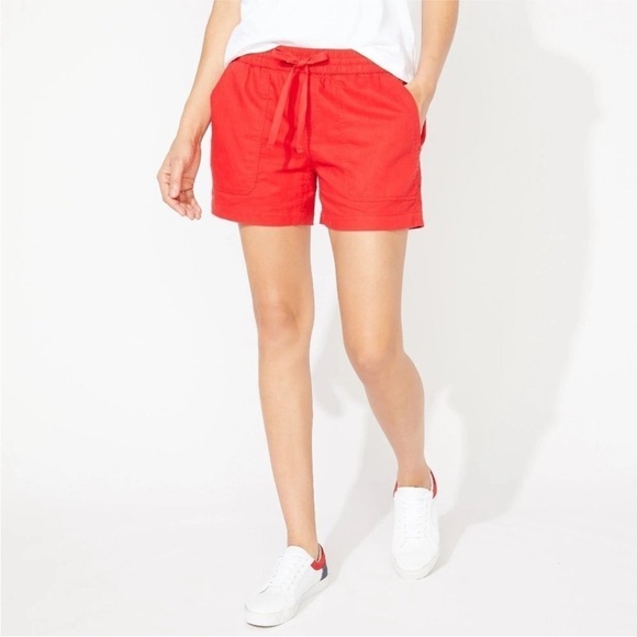 Nautica Coral Pink Red Women’s Shorts 5inch Size Small Linen Blend - Picture 2 of 6
